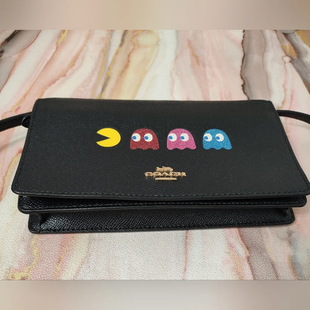 Coach F75605 Hayden Foldover Crossbody Clutch With PAC-MAN Animation - Picture 6 of 12
